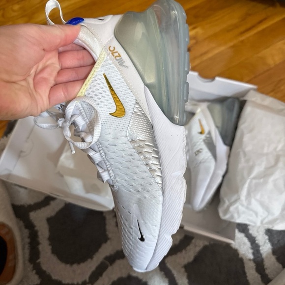 Nike Air Max 270 White with Gold Accents - Picture 6 of 12